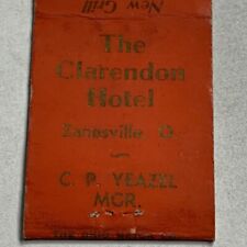Matchbook Cover Clarendon Hotel Zanesville Ohio Yeazell picture