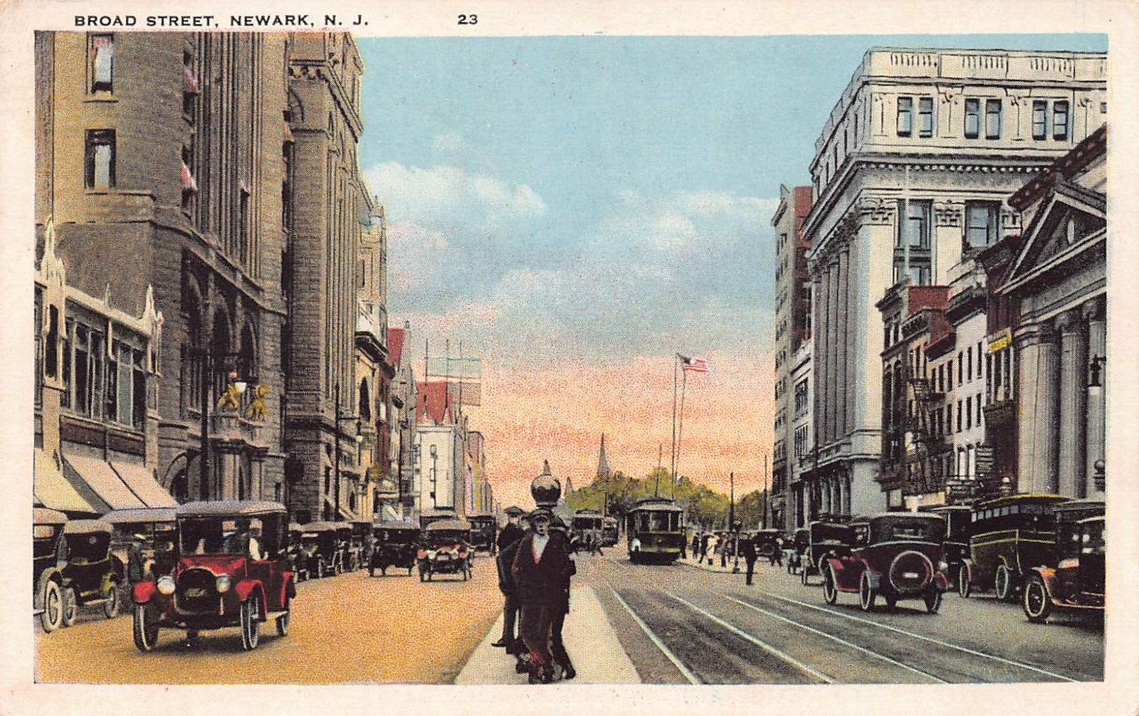 View of Broad Street, Newark, New Jersey, Early Postcard, Unused