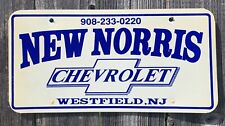RARE NEW NORRIS DEALERSHIP LICENSE PLATE CHEVROLET CHEVY WESTFIELD, NEW JERSEY picture