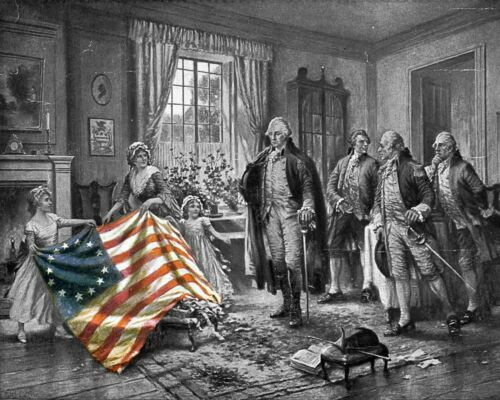 PRESIDENT GENERAL GEORGE WASHINGTON BETSY ROSS AMERICAN FLAG 8X11 PHOTO PICTURE