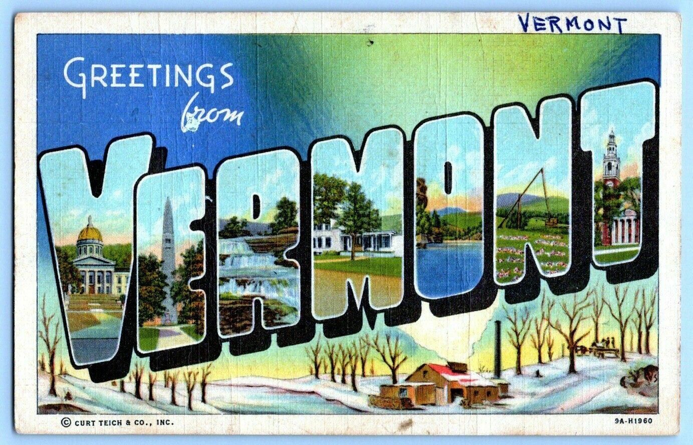 Greetings From Vermont Postcard~ 1948 East Ryegate, Vermont Cancel