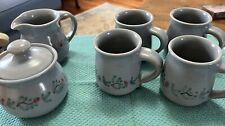 Berkshire Pottery Hand Painted Mugs (4) Plus Cream & Sugar picture