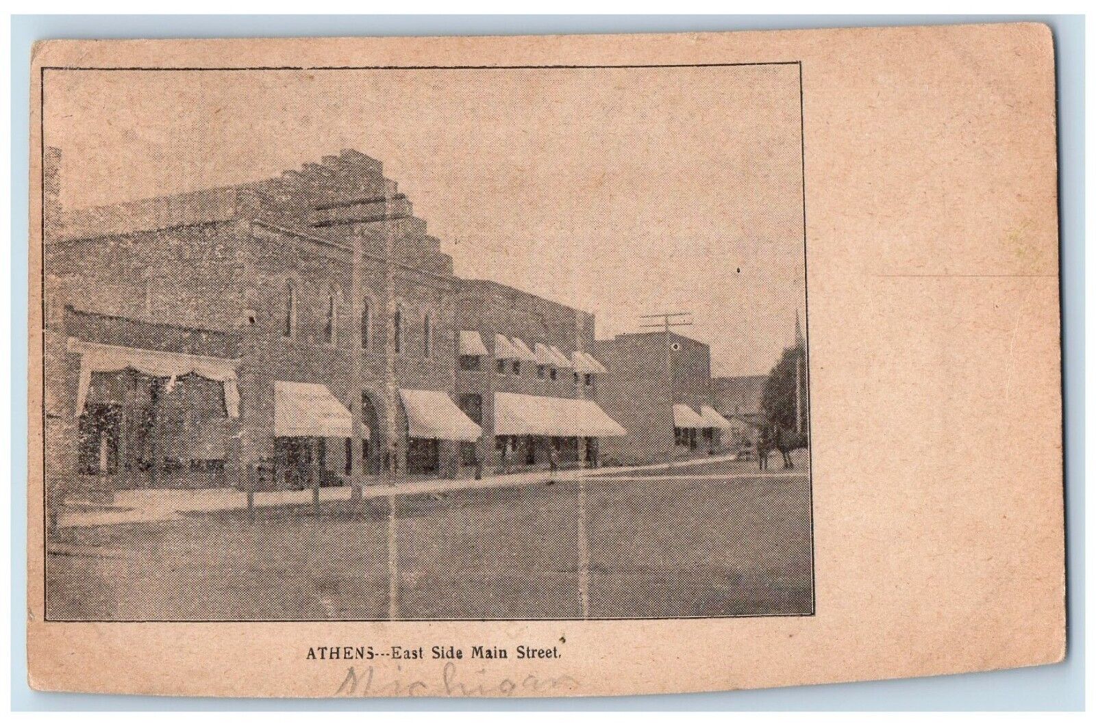 Athens Hastings Michigan MI Postcard East Side Main Street 1909 Antique