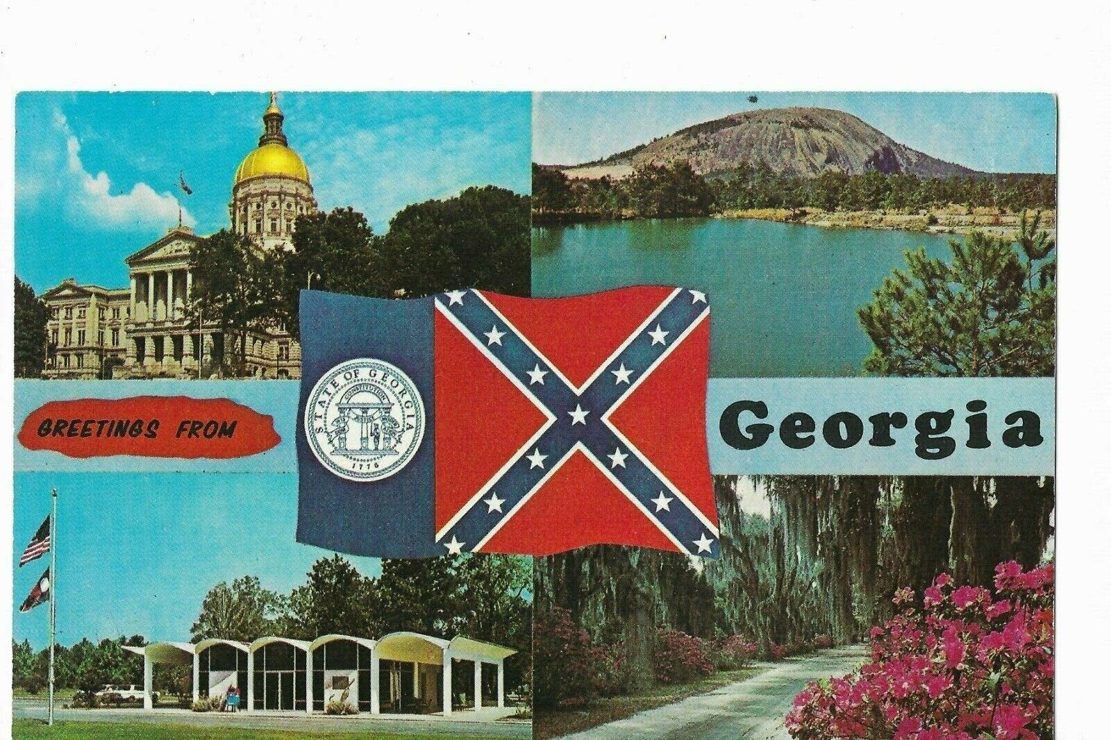 Greetings From Georgia Postcard Atlanta Capitol Stone Mountain Savannah (1B4)