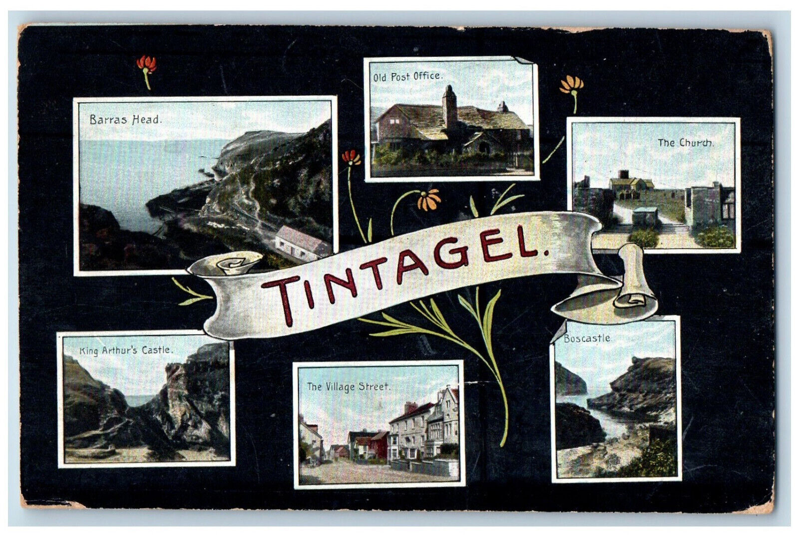 Cornwall England Postcard Tintagel Multiview c1920's Antique Posted