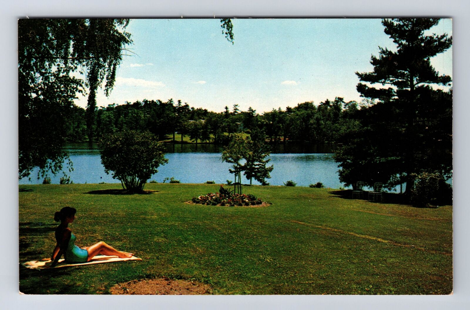 Averill Park NY-New York, Crystal Lake, Sun Bathing Bank Side, Vintage Postcard