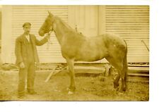 Named Man w/ Horse-Alburg-now Alburgh-Vermont-Vintage RPPC Real Photo Postcard picture