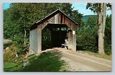 Old Covered Wooden Bridge WAITSFIELD Vermont VINTAGE Postcard A146 picture