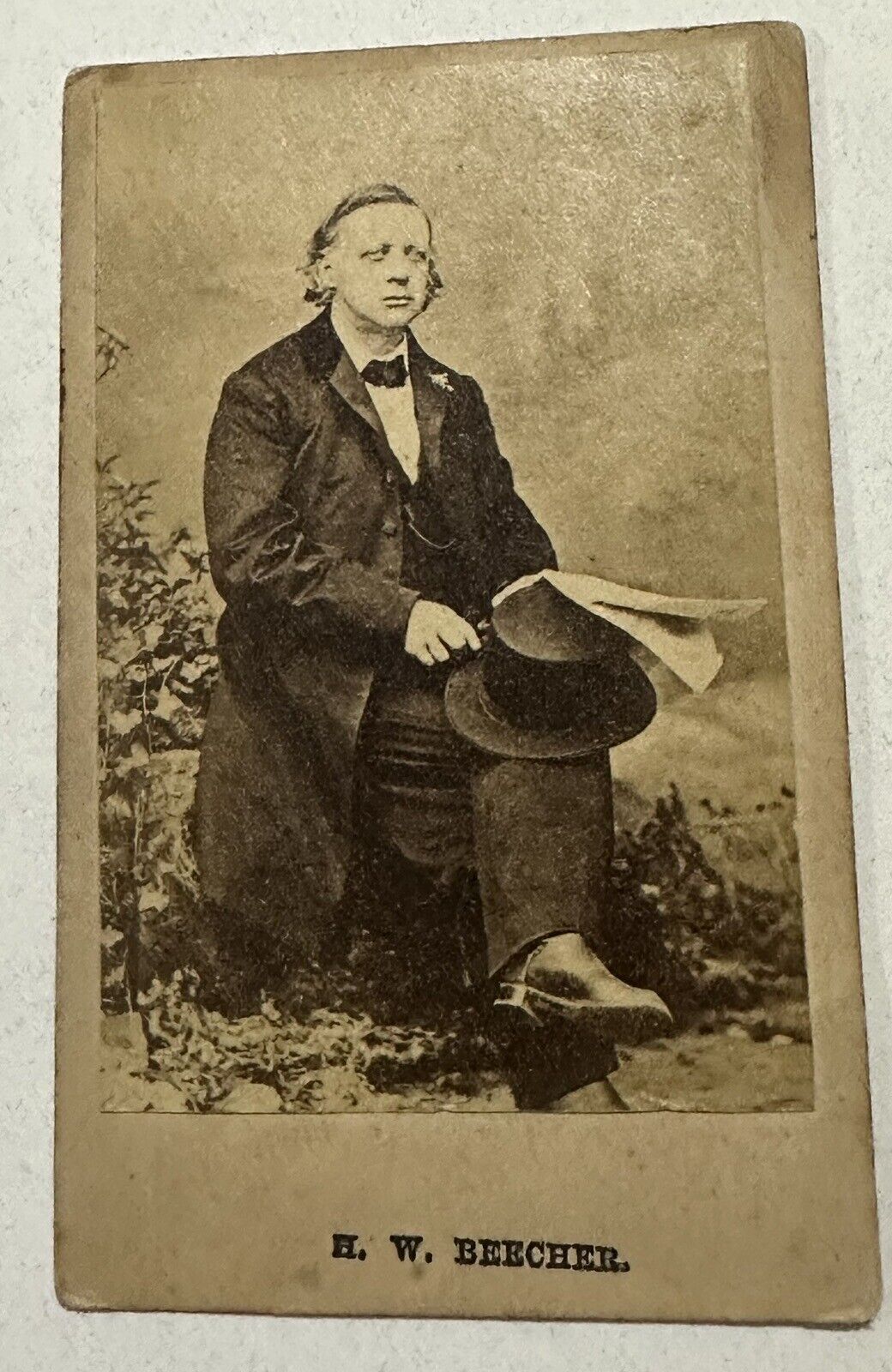 Henry Ward Beecher Photo Card Abolitionist 2.5” X 3.75” Rare