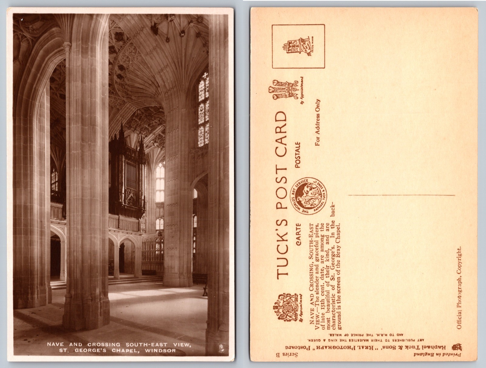 St Georges Chapel Windsor Interior View Postcard for Sale - Virtual Vermont