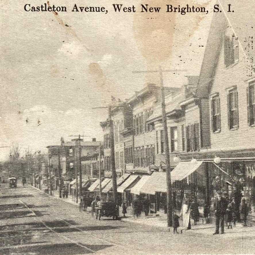 Postcard NY SI Castleton Avenue West New Brighton Staten Island Rare View 1915