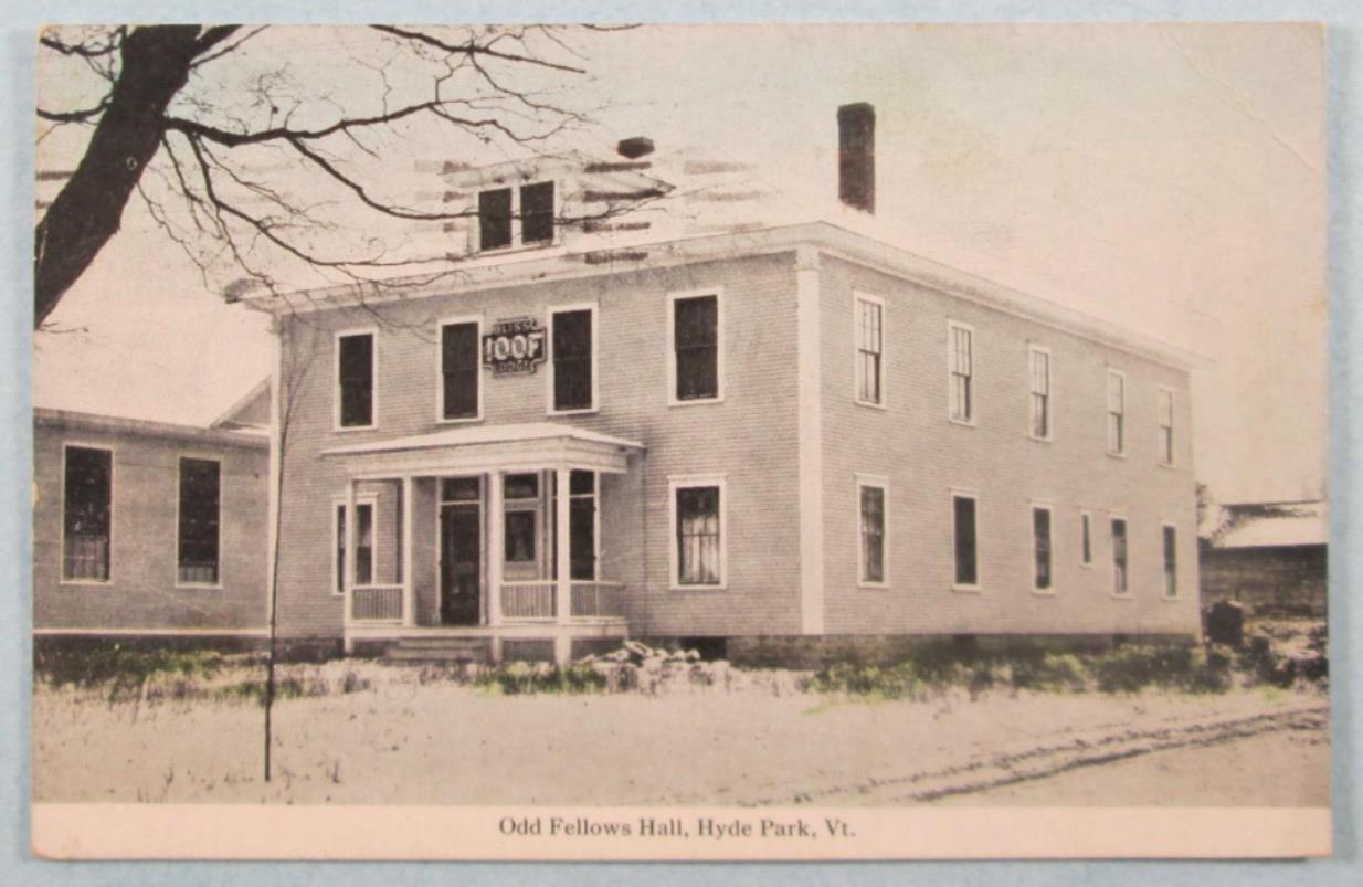 Odd Fellows Hall, Hyde Park, VT Vermont Postcard (#6194)