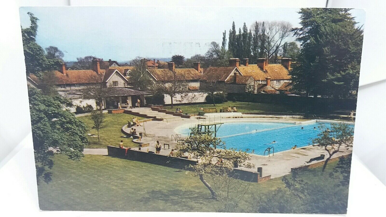 Vintage Postcard Greenbanks Swimming Pool Street Somerset Posted 1976 