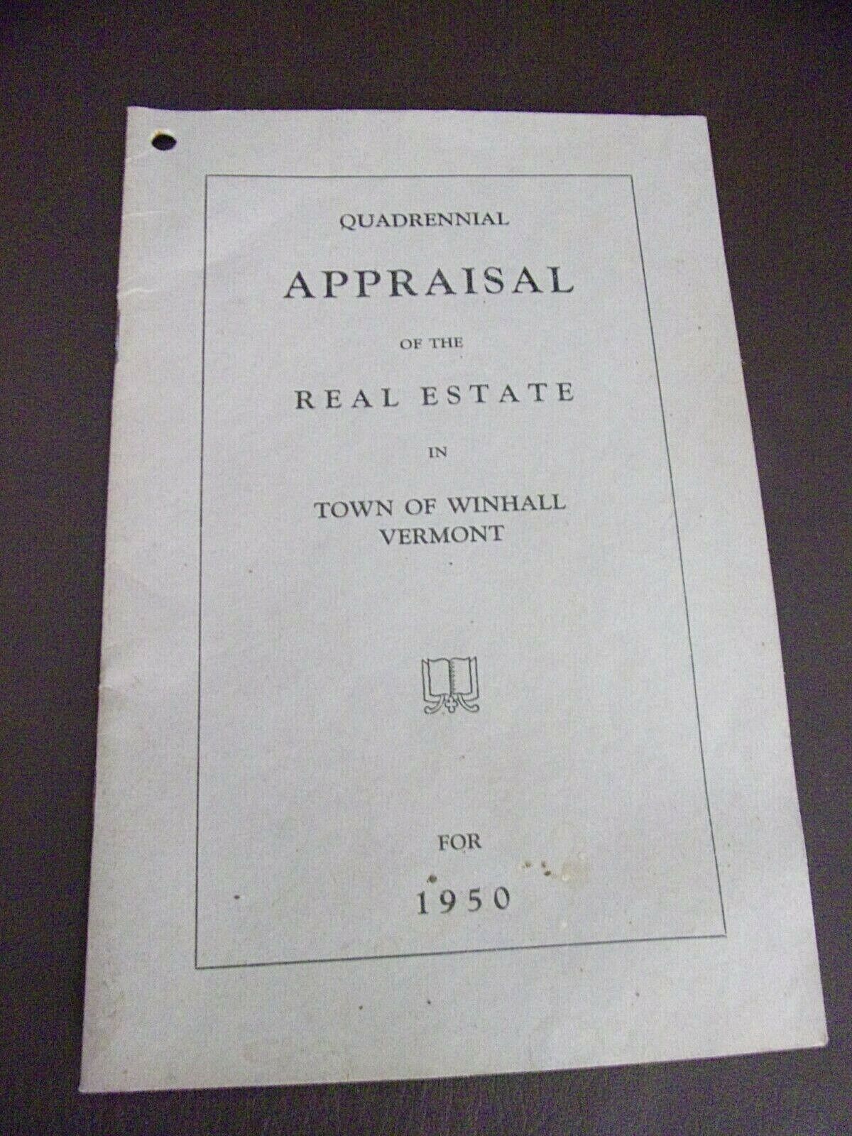 Vintage Town Of Winhall Vermont Appraisal Of Real Estate 1950