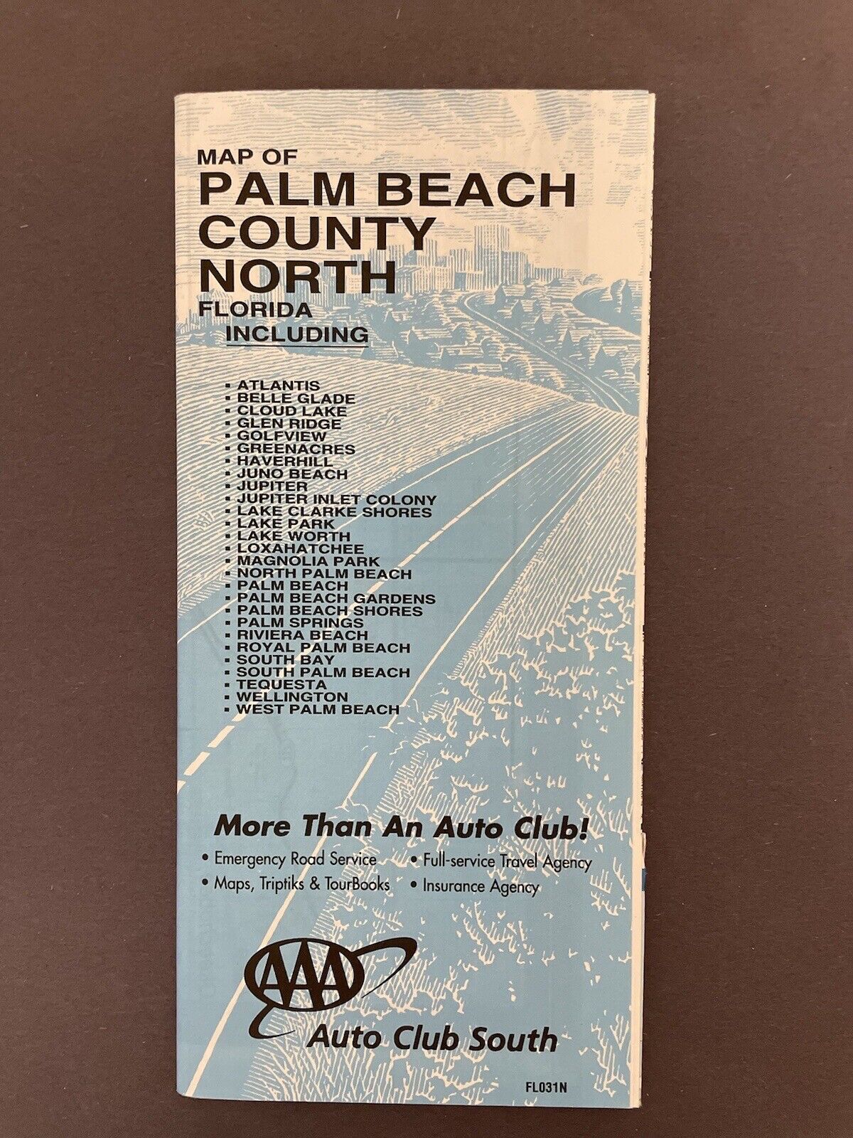 Florida FL Palm Beach County North Vintage AAA Auto Club South 2000 Travel Map
