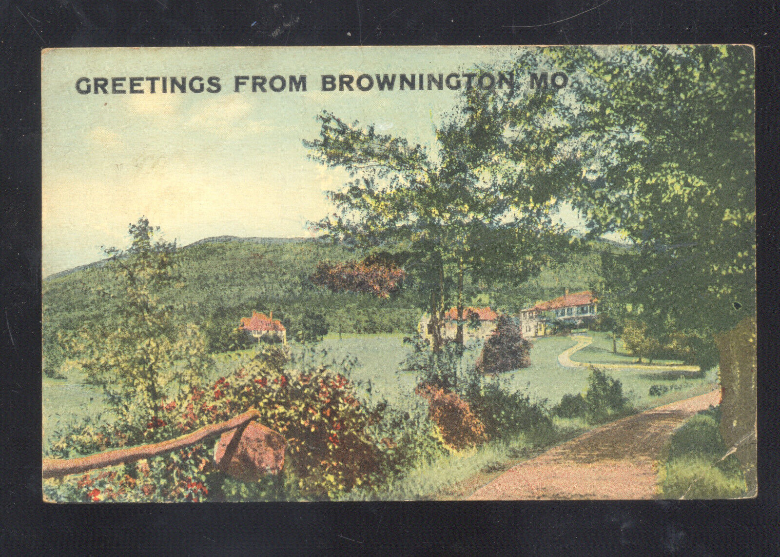 GREETINGS FROM BROWNINGTON MISSOURI MO. VINTAGE POSTCARD 1910