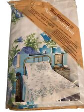 2 Vintage Burlington Never Never Iron Pillowcases Blue Floral Flowers 42x36 USA picture