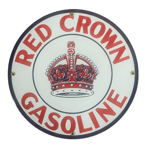 Red Crown Porcelain Advertising  Pump Plate Sign