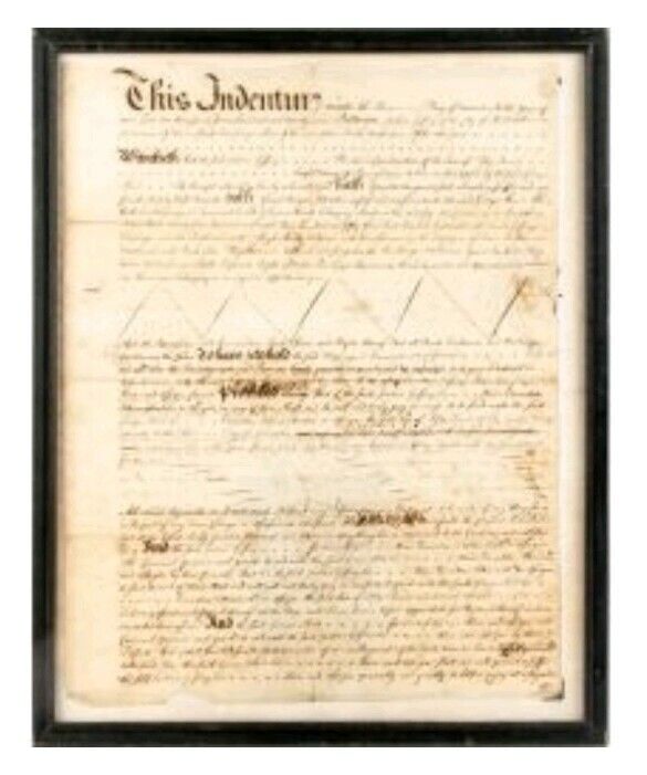 1729 INDENTURED SERVITUDE SIGNED CONTRACT BETWEEN GEORGE SHEED & JOSHUA GIFFING 
