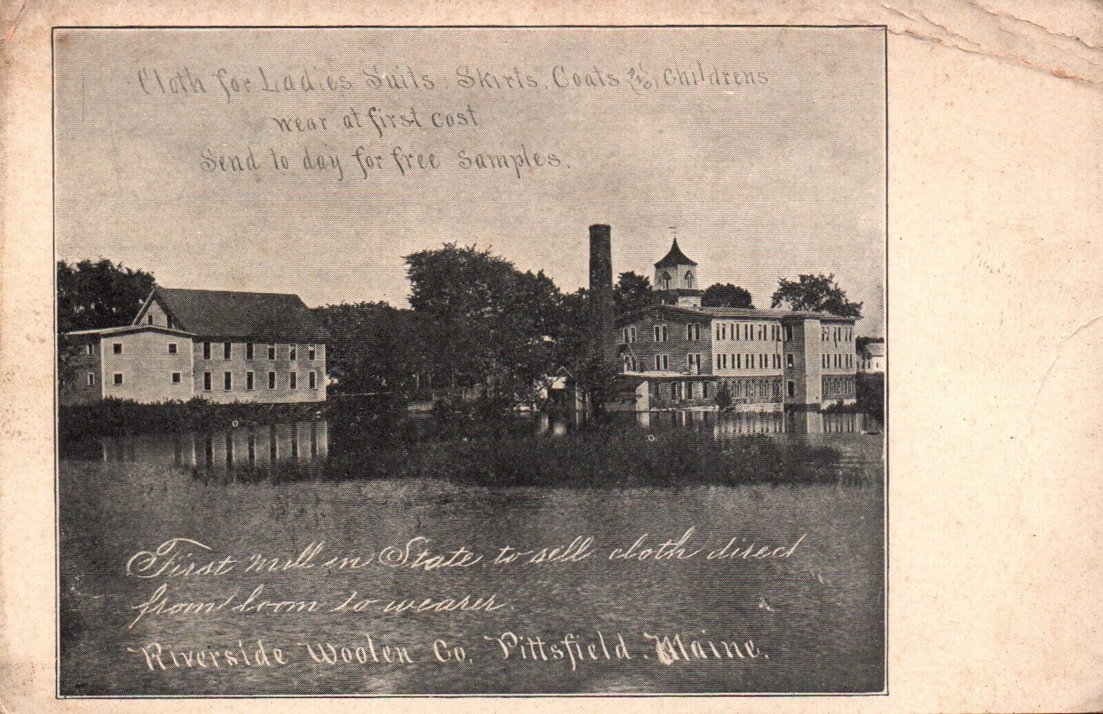 Pittsfield, Maine, ME, Riverside Woolen Co., Antique Vintage Postcard b1168