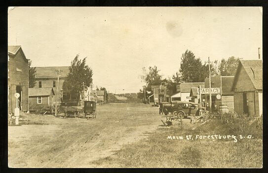 RPPC Main Street Scene FORESTBURG Sanborn County SOUTH DAKOTA c.1920