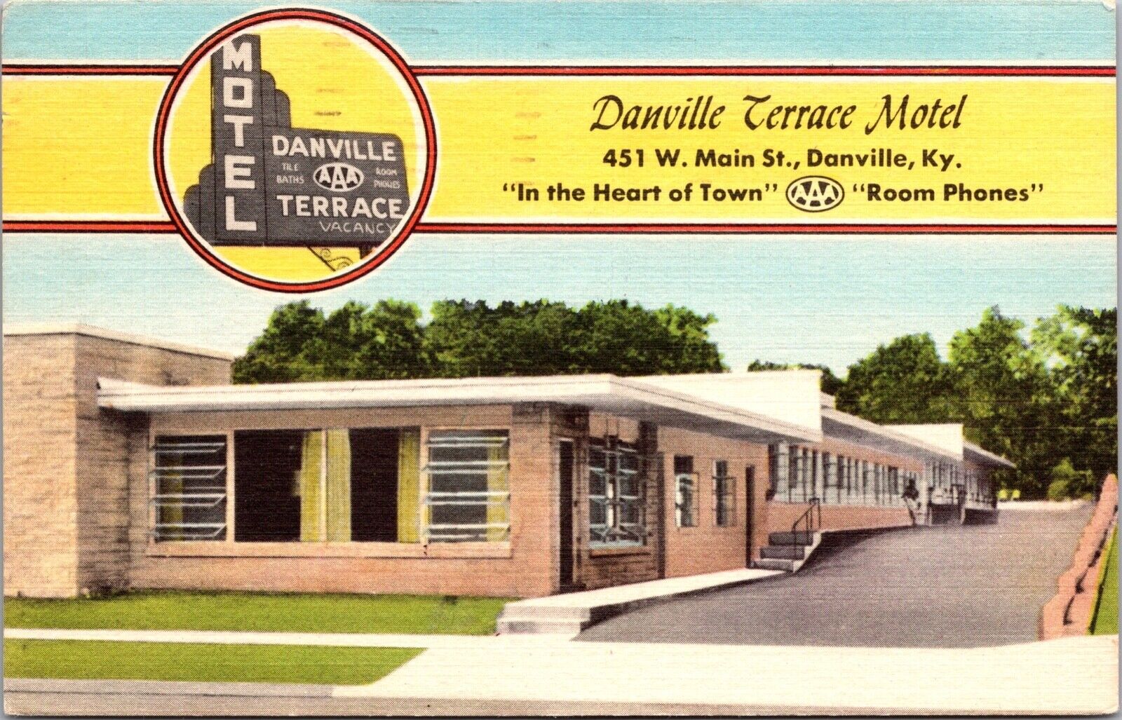 Linen Postcard Danville Terrace Motel in Danville, Kentucky~137512
