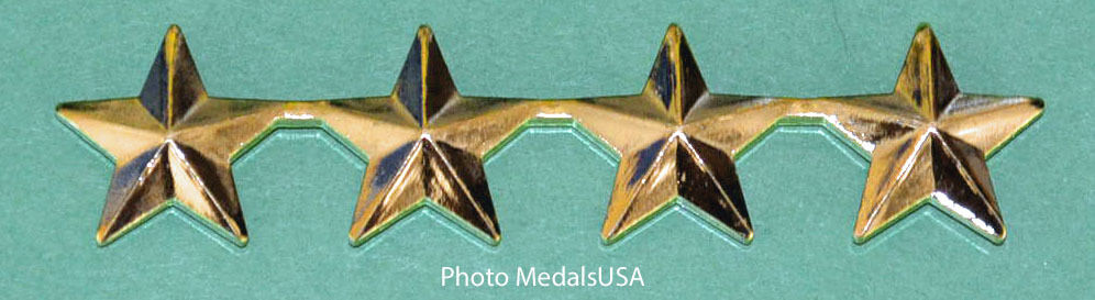 4 Star General Rank gold - collar, shirt, hat, ball cap insignia