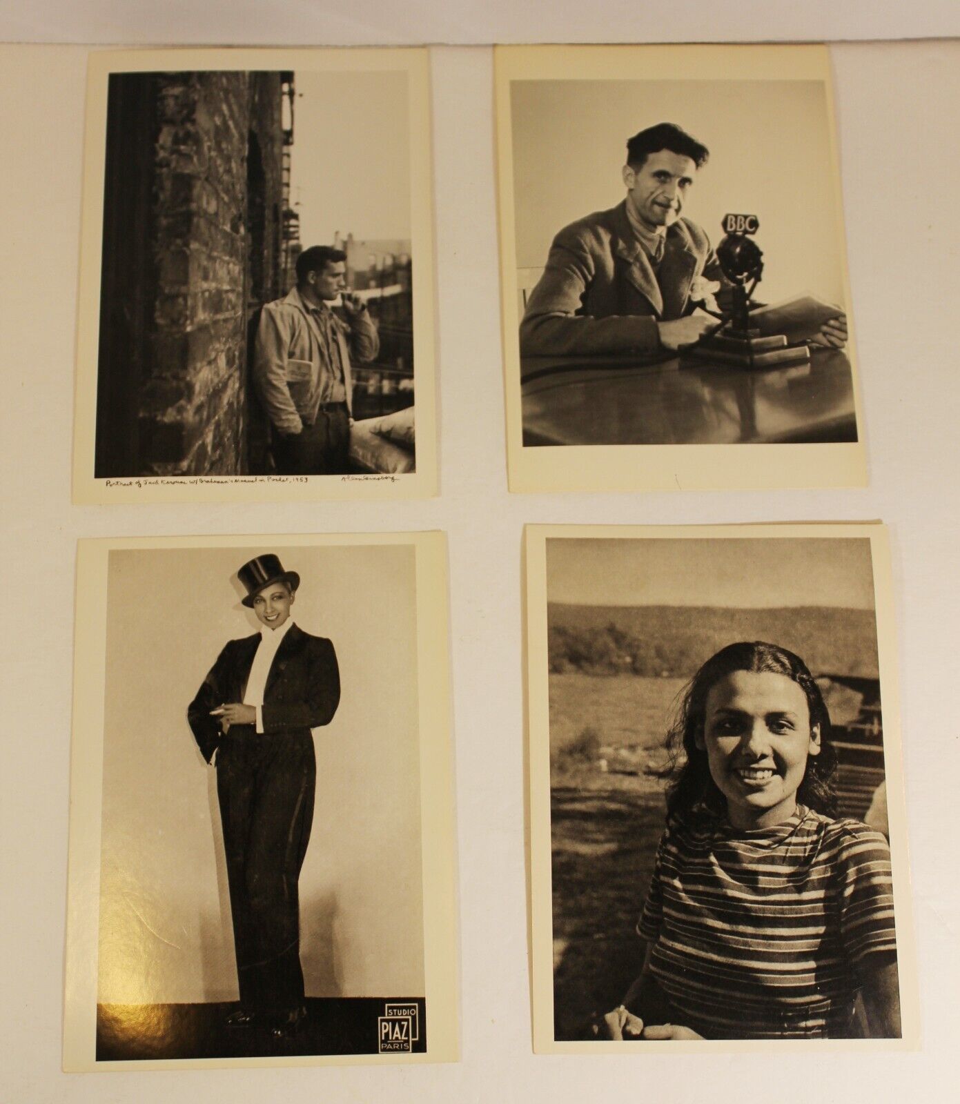 Lot of 4 B&W Vintage FotoFolio Postcards - Baker, Horne, Orwell & Kerouac