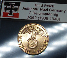 Beautiful 2 Reichspfennig Nazi Coin: Genuine Bronze Third Reich Germany WW2-era picture