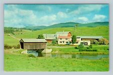 Johnson VT, The Scribner Covered Bridge, Chrome Vermont Postcard picture