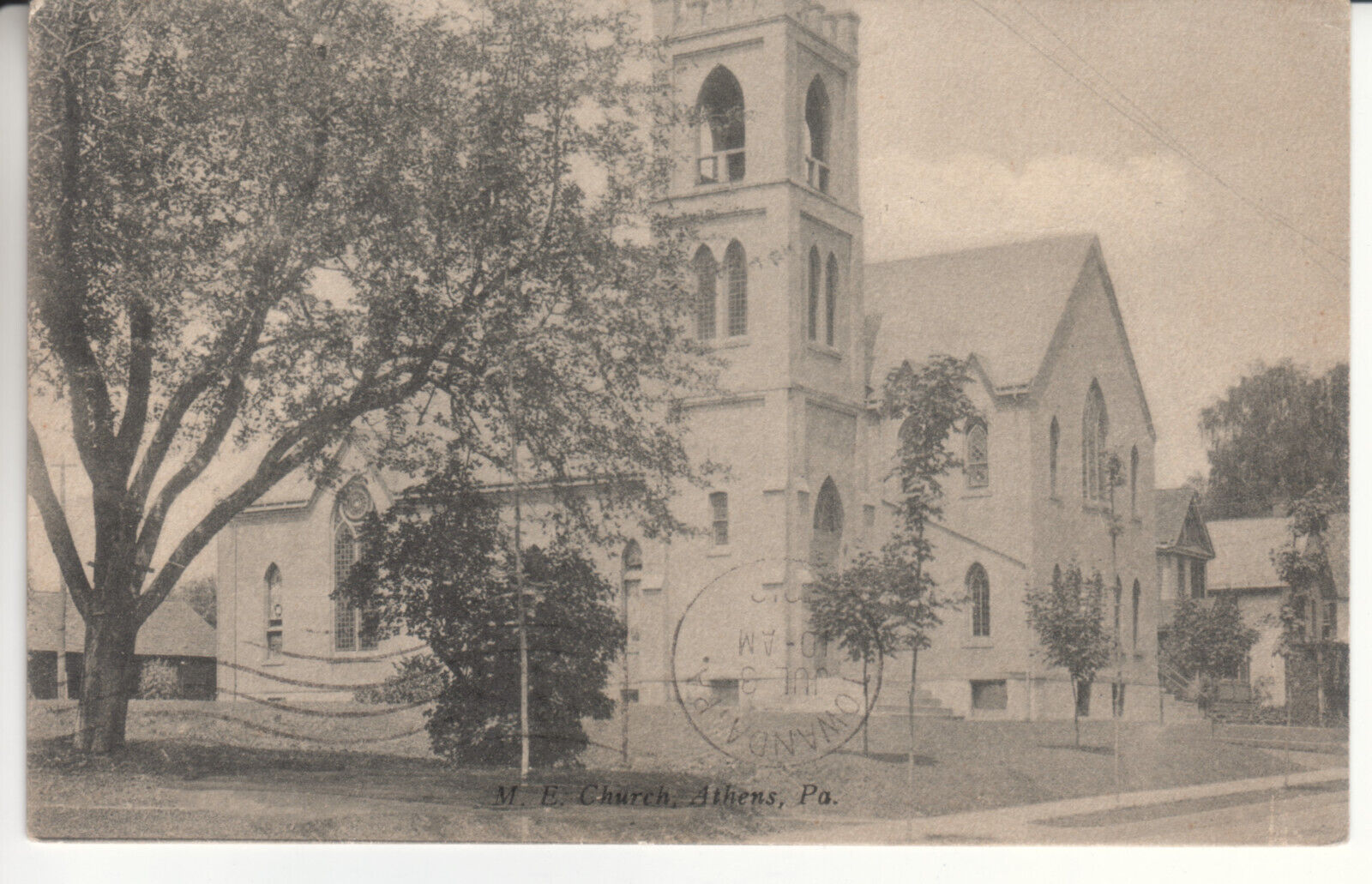 Athens Pa Pennsylvania - Methodist Episcopal Church - Postcard - 1912