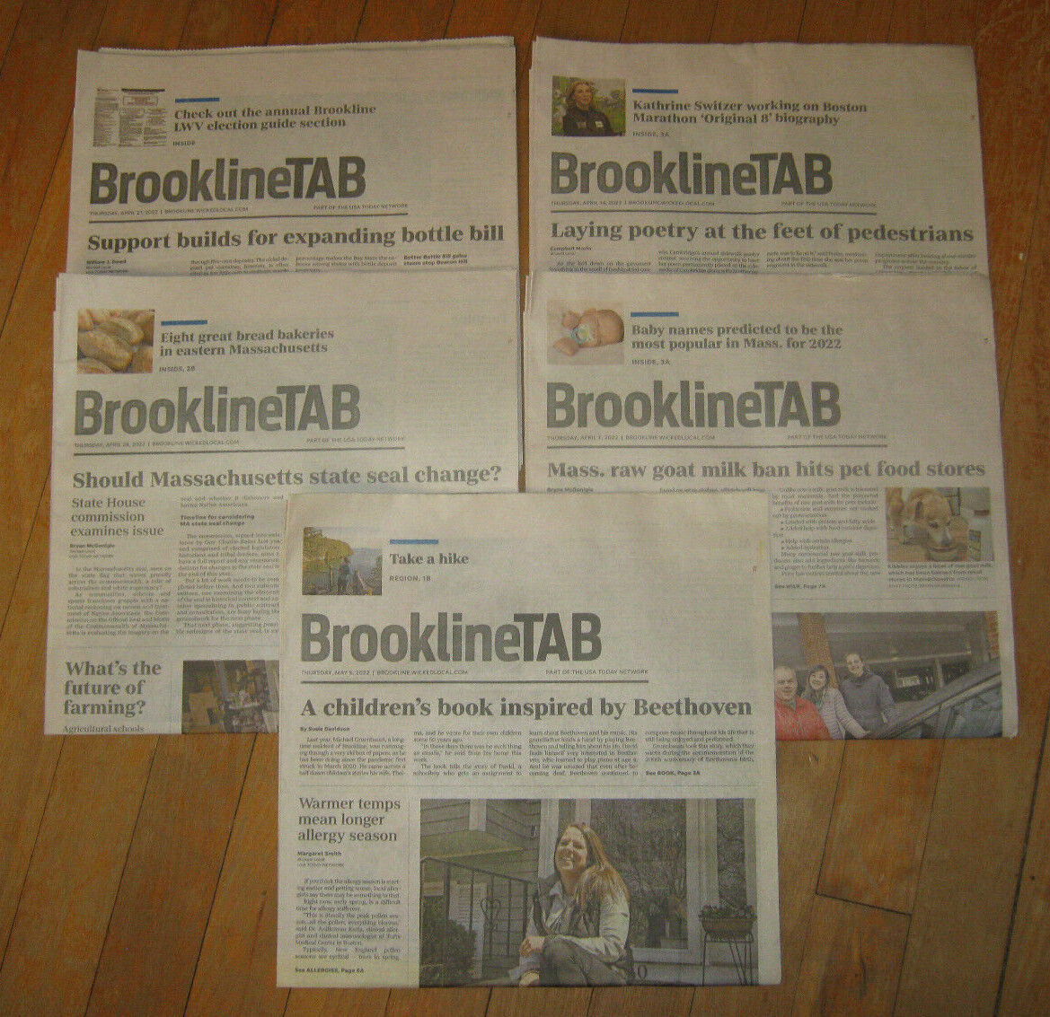 Brookline Mass TAB Newspaper April 7 thru May 5, 2022 - Final 5 Printed Editions