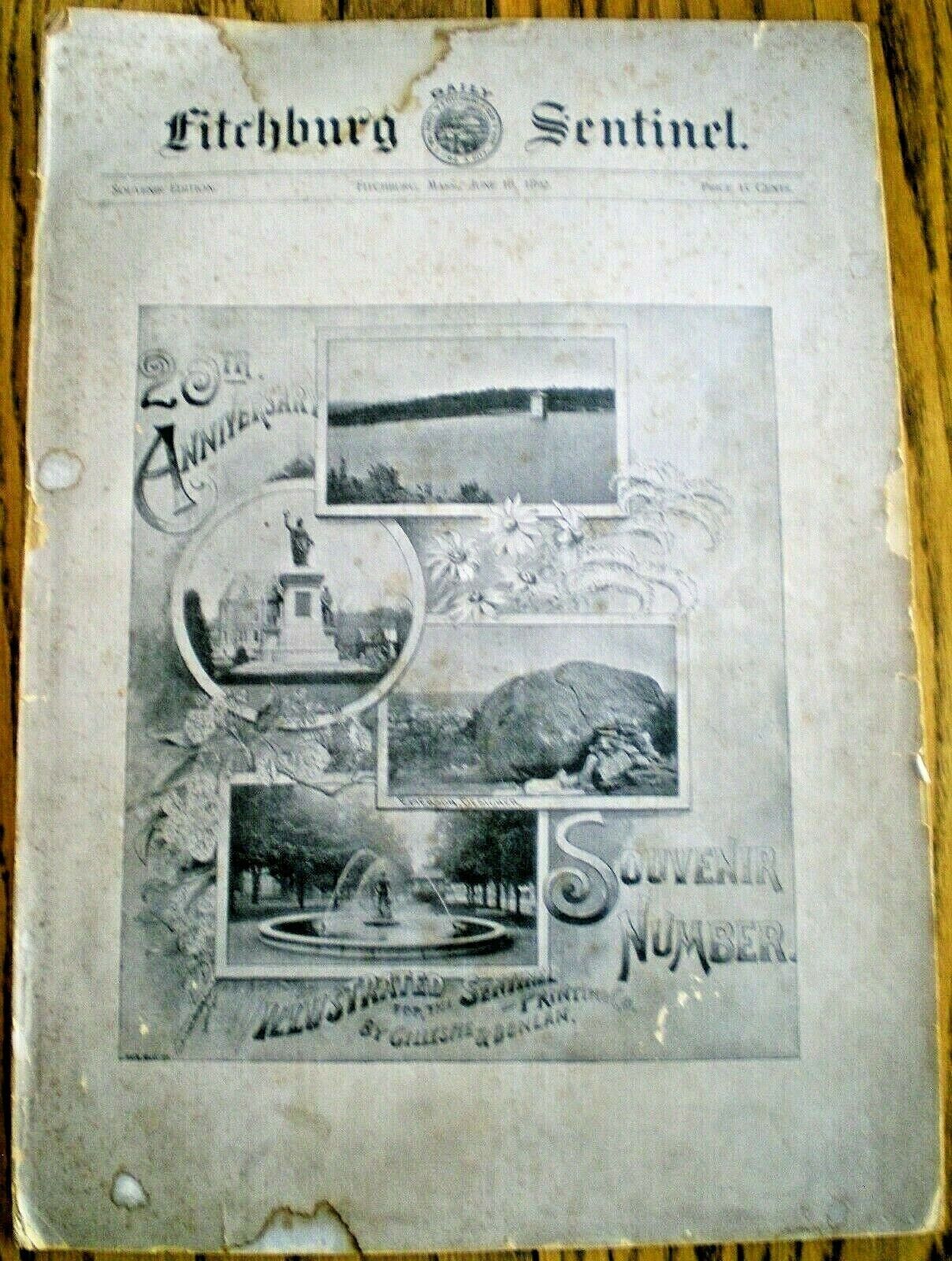 SCARCE 1892 FITCHBURG SENTINEL (MASSACHUSETTS) 20TH ANNIVERSARY SOUVENIR NUMBER