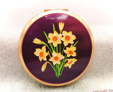 Stratton Stunning Purple with Daffodils/Floral-Vintage Ladies Powder Compact-8cm picture