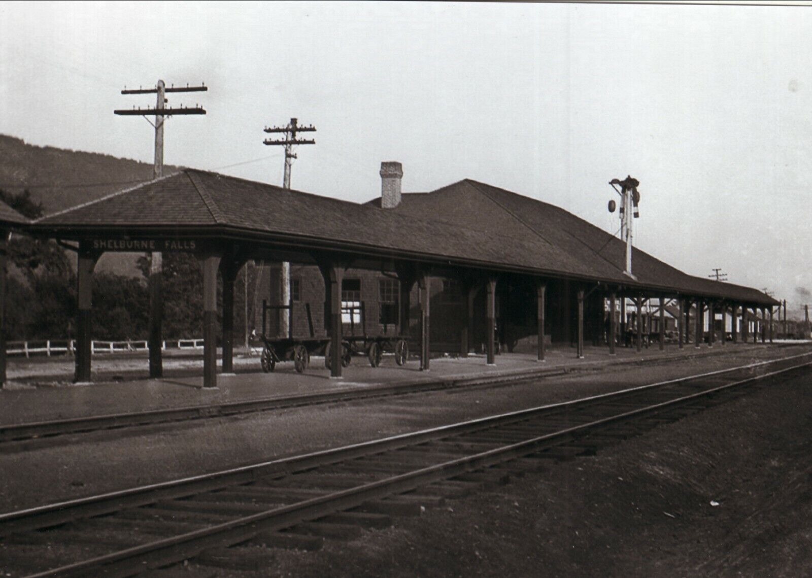 Shelburne Falls, Massachusetts Train Station--5x7 B&W Photo