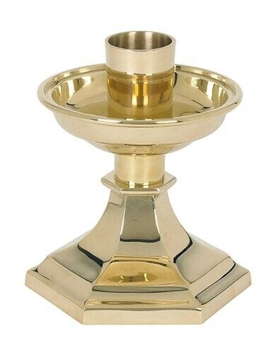 Solid Brass Simple Classic Windsor Altar Candlestick Church or Home 6 3/4 Inches