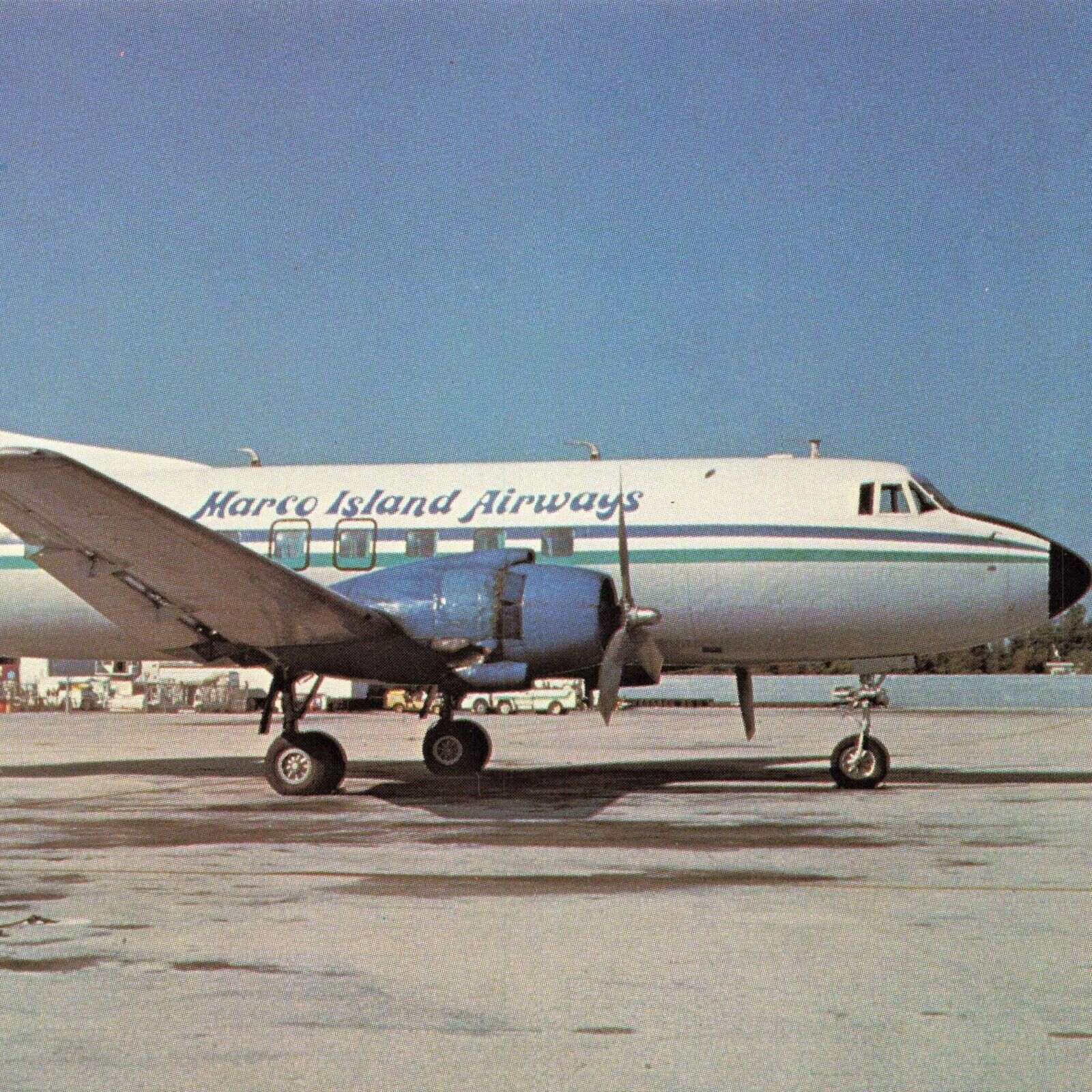 Airplane Martin 4-0-4 Marco Island Airways Florida Unused Ephemera Postcard