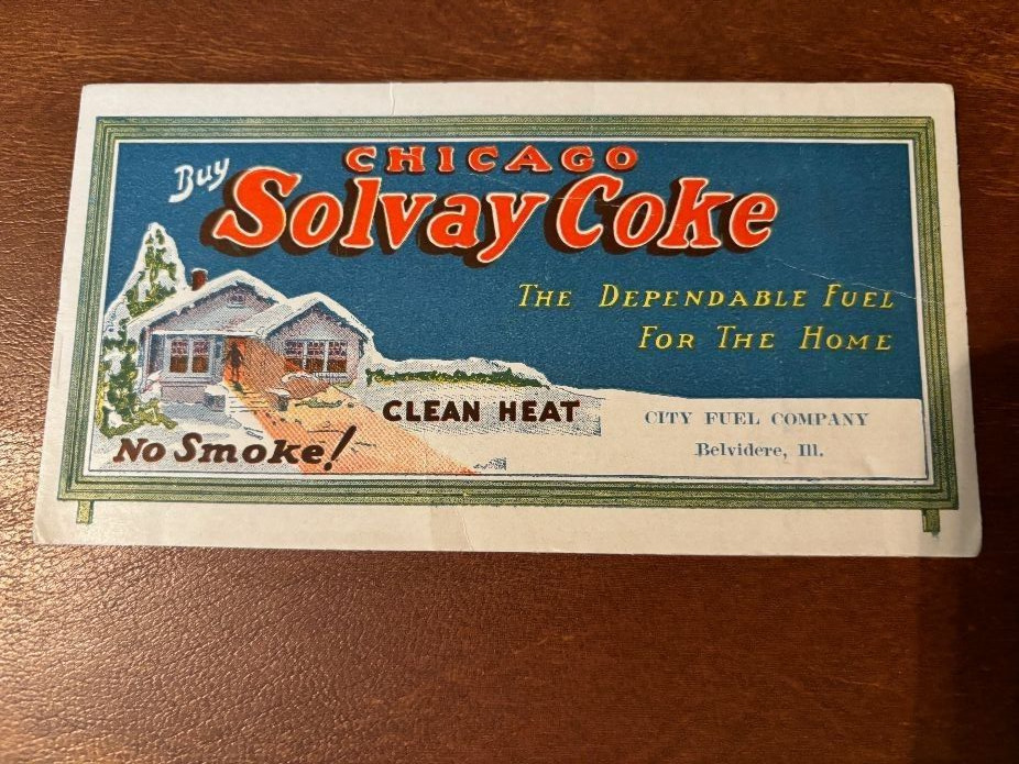 Belvidere IL Solvay Coke Fuel Ink Blotter