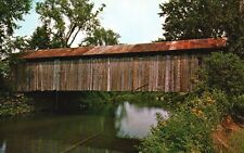 b/w East Berkshire & Montgomery, VT,  Old Covered Bridge, Chrome Postcard b6695 picture