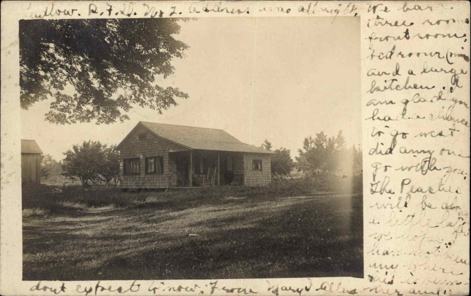 Small Home House - Ludlow Massachusetts MA Cancel 1909 Real Photo Postcard