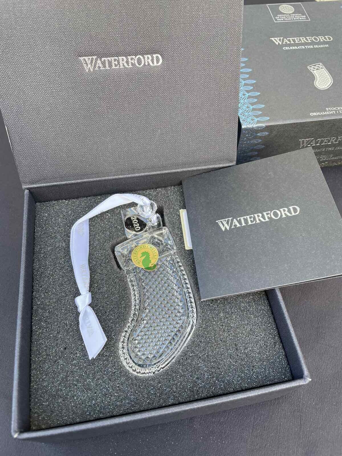 New In Box Waterford 2020 Crystal Clear Christmas Stocking Ornament #1055087