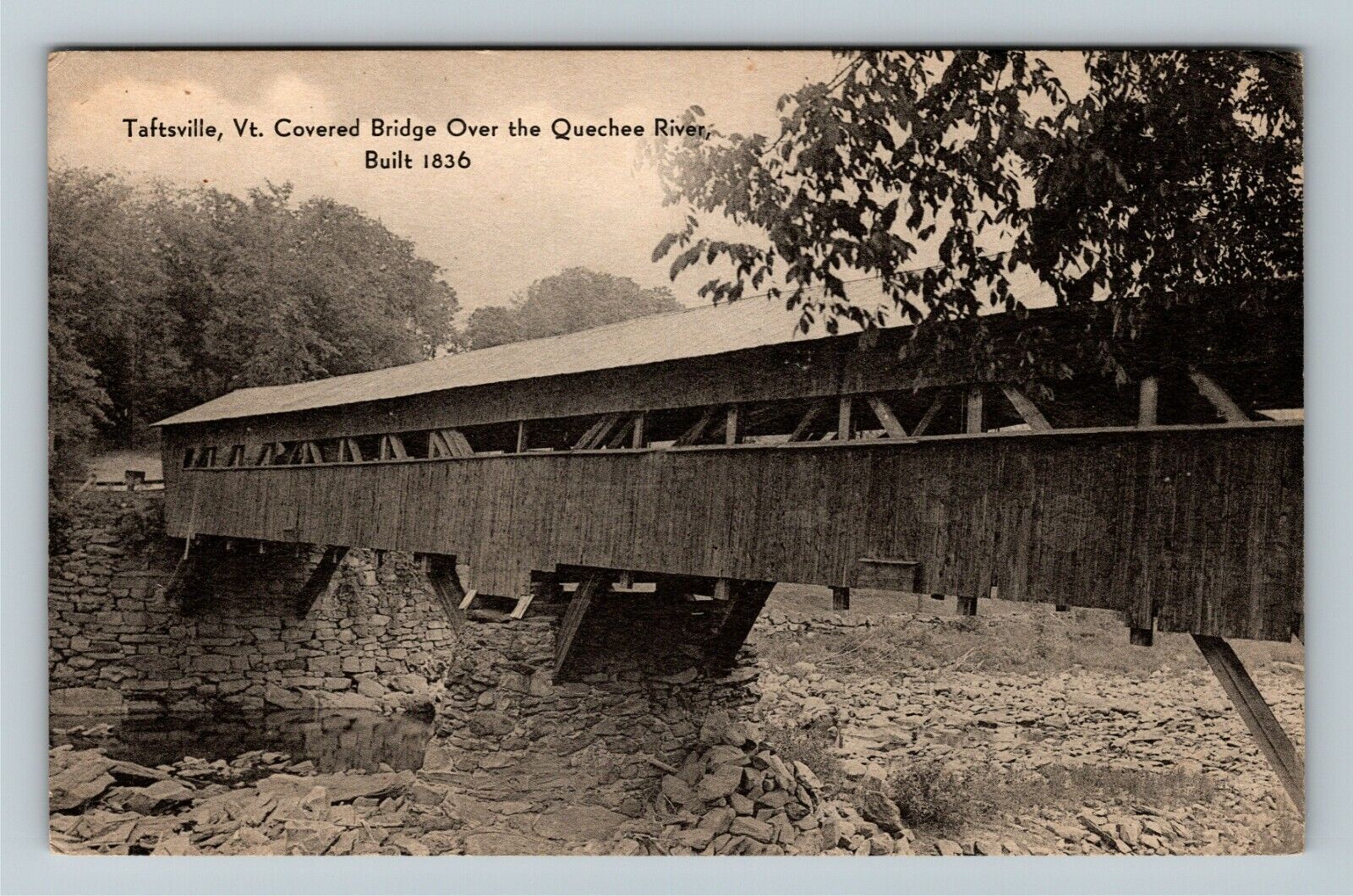 Taftsville VT-Vermont, Covered Bridge Over Quechee River, Vintage Postcard