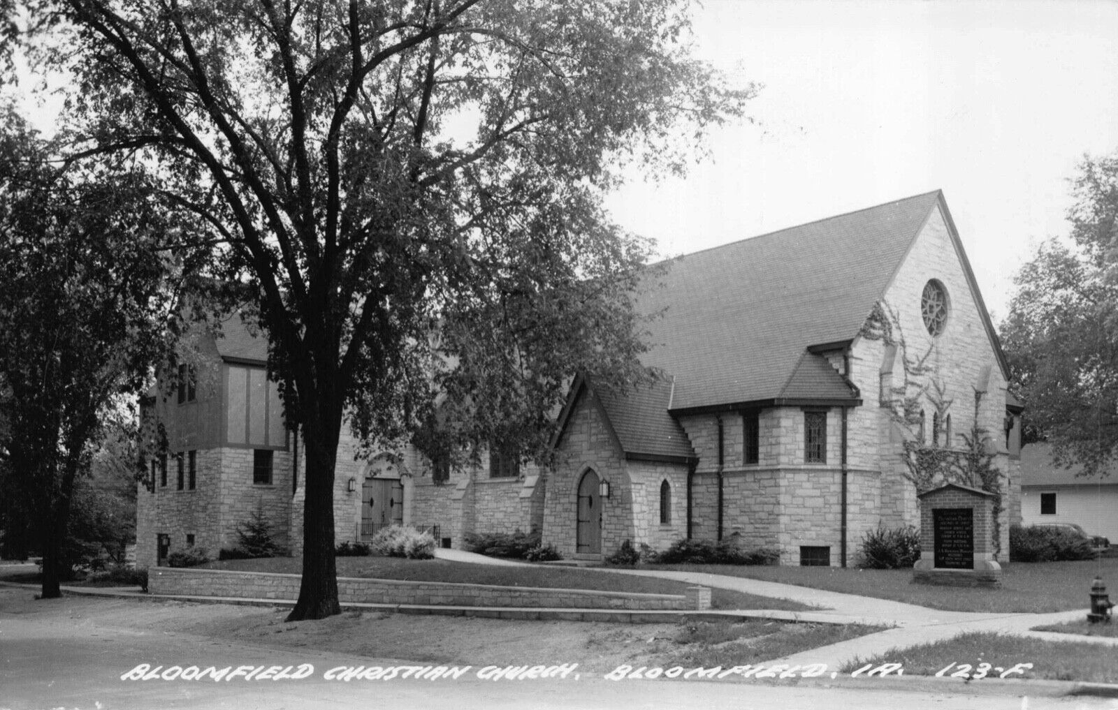 Real Photo Postcard Bloomfield Christian Church in Bloomfield, Iowa~122651