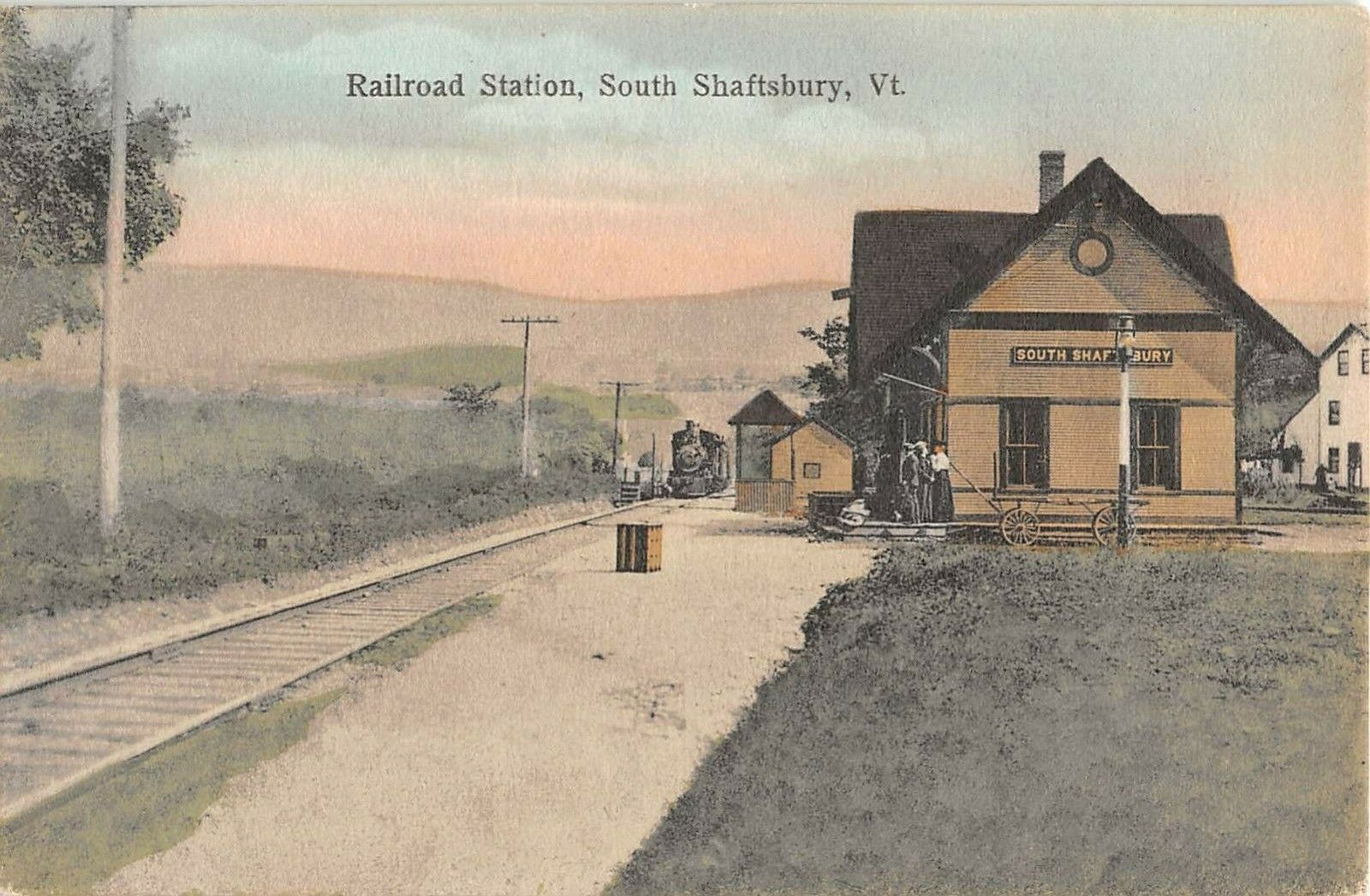 c.1910 RR Station South Shaftsbury VT post card