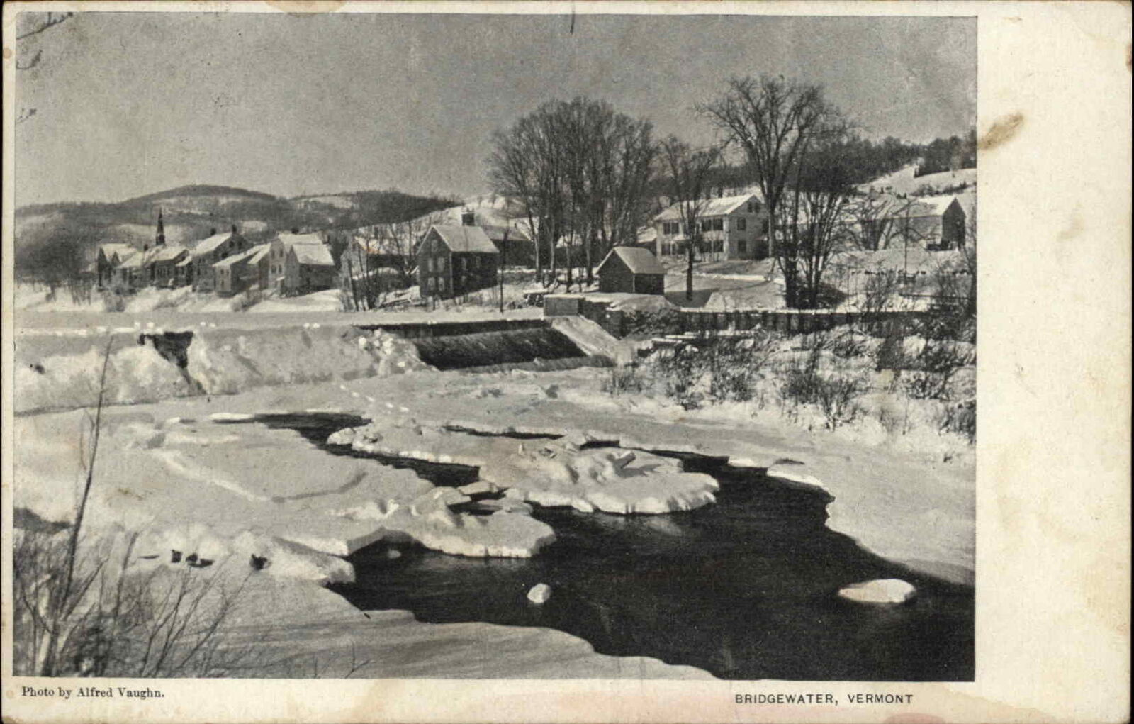 Bridgewater Vermont VT Snow and Ice Waterfall River c1910 Vintage Postcard