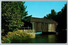 Postcard Covered Bridge Mill Pond Old Sturbridge Village Dummerston Vermont picture
