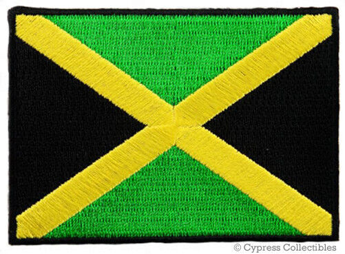 JAMAICA FLAG PATCH KINGSTON JAMAICAN RASTA embroidered iron-on SOUVENIR GREEN