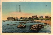 Groton Long Point CT Connecticut Linen Postcard VTG PM Chicopee MA Cancel WOB picture
