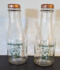 (2) Homestead Creamery Clear Glass Bottle Eggnog 32 oz. w/lid- Christmas Edition picture