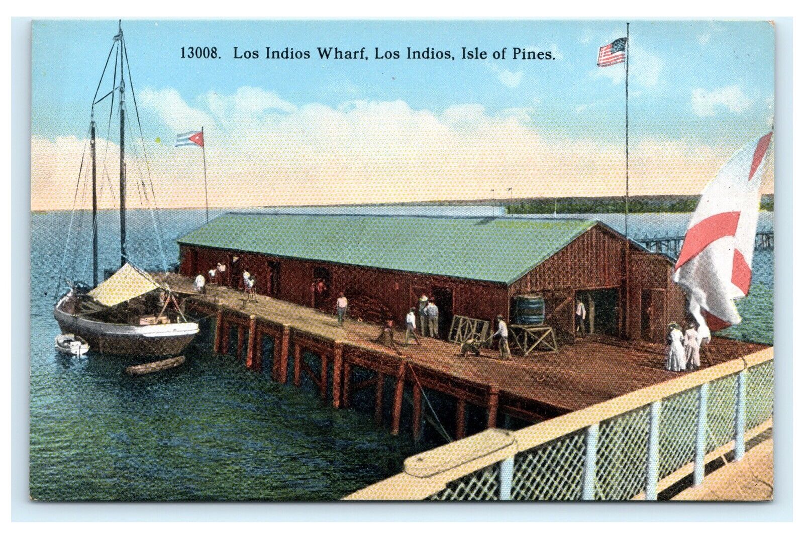 Los Indios Wharf Isle of Pines Cuba Postcard Harris Bros. D3 